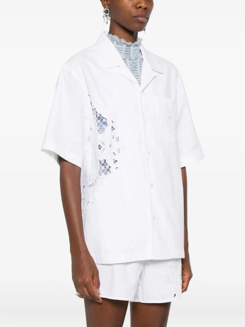 Marine Serre lace-insert short-sleeves shirt - White