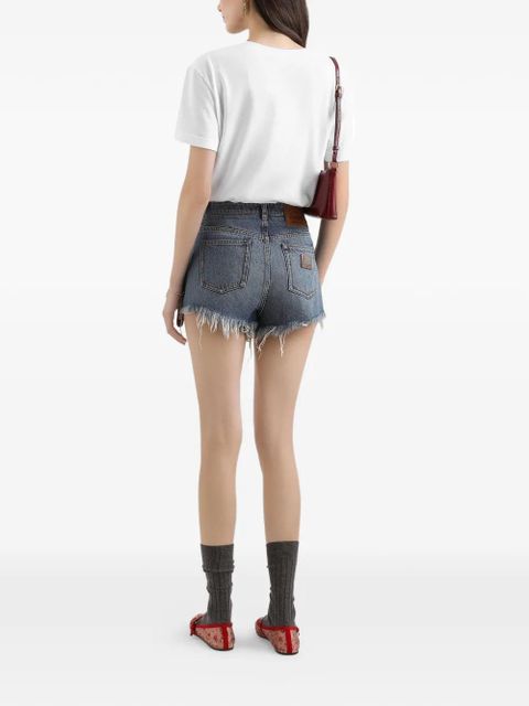 Dolce & Gabbana floral-detail logo-embroidered T-shirt - White