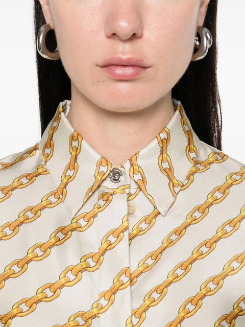 Versace Oblique Chain-print shirt dress - Neutrals