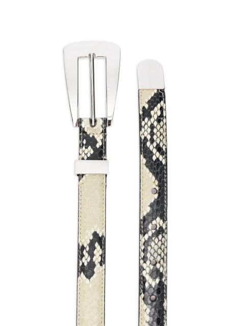 KHAITE Lucca snakeskin-print buckle belt - Black - zdjęcie produktu nr 2