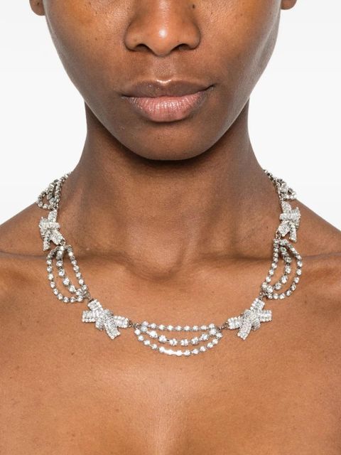 Alessandra Rich bow-embellished necklace - Silver - zdjęcie produktu nr 2