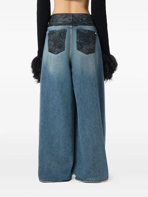 Blumarine lace-trim jeans - Blue