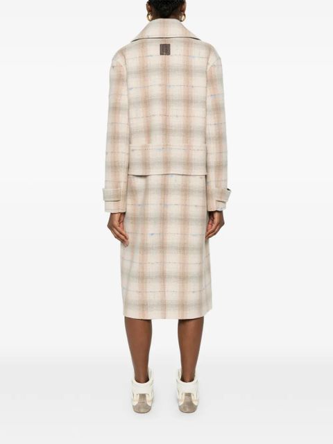 LOEWE double-breasted check-print coat - Neutrals