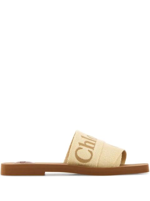 Chloé Woody logo-embroidered sandals - Neutrals