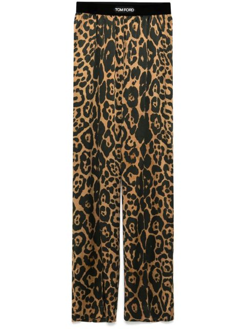 TOM FORD Silk Leopard Pants - Brown - zdjęcie produktu nr 1