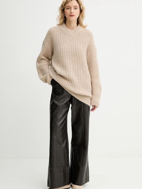 Filippa K sweter z dodatkiem wełny damski kolor brązowy ciepły 31971 - zdjęcie produktu nr 2