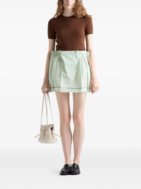 Prada cotton elasticated-waistband mini skirt - Green - zdjęcie produktu nr 2