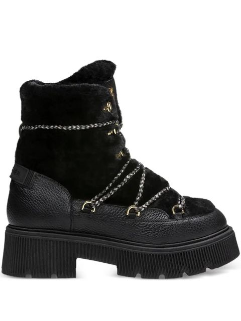 BOGNER fur trim lace-up boots - Black - zdjęcie produktu nr 1