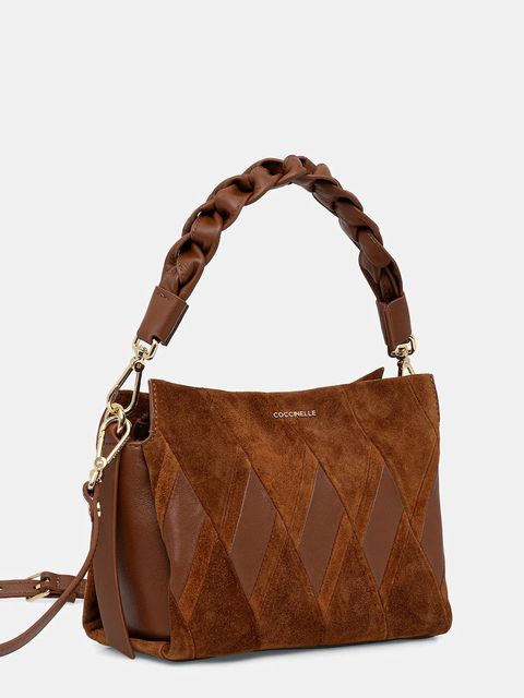 Coccinelle torebka zamszowa BOHEME NEW GEOMET.PATCH kolor brązowy E1.T66.58.01.01 - zdjęcie produktu nr 2