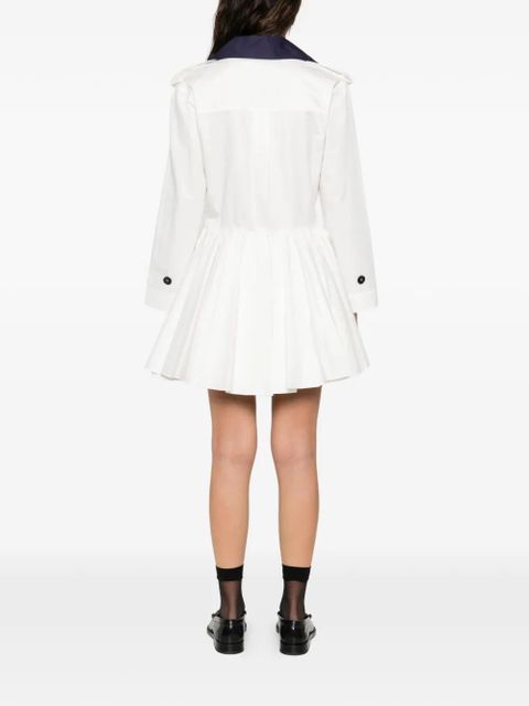 Self-Portrait button pleated mini dress - White