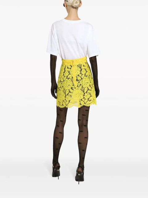 Dolce & Gabbana floral lace miniskirt - Yellow