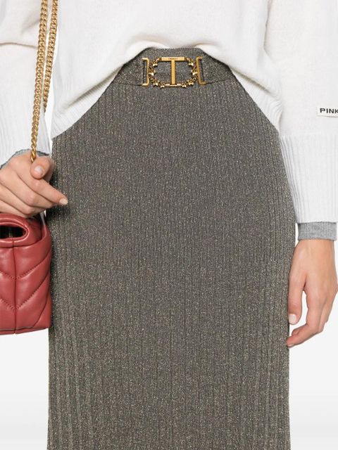 TWINSET fine-knit lurex midi skirt - Gold