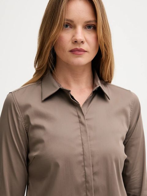 Mos Mosh koszula damska kolor brązowy regular z kołnierzykiem klasycznym 144070 - zdjęcie produktu nr 2