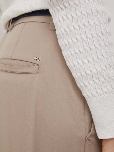 Tommy Hilfiger spodnie damskie kolor beżowy proste high waist WW0WW40504