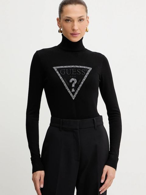 Guess sweter MELANIE damski kolor czarny lekki z golfem W5BR39 Z2NQ2 - zdjęcie produktu nr 1