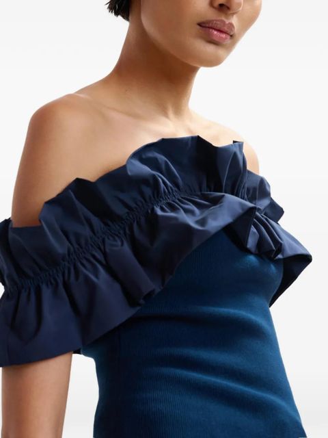 Essentiel Antwerp ruffled-neck off-shoulder top - Blue
