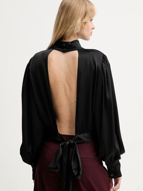 Gestuz bluzka damska kolor czarny gładka 10910803