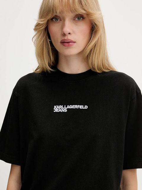 Karl Lagerfeld Jeans t-shirt bawełniany damski kolor czarny A4W17004