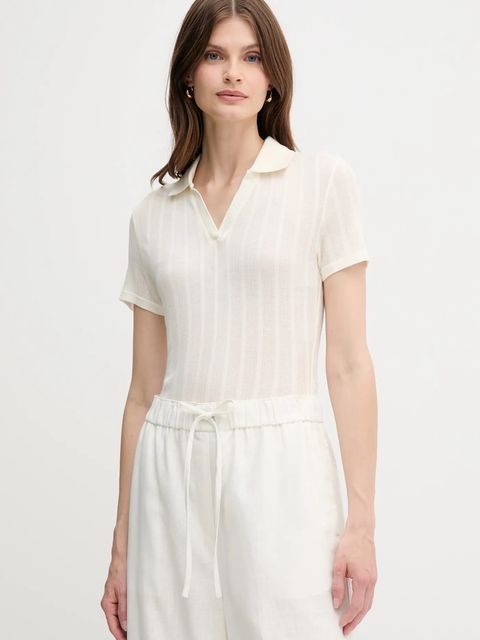 Calvin Klein Jeans polo damski kolor beżowy LV047C210G - zdjęcie produktu nr 1