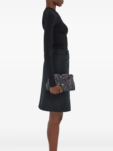 Ferragamo small shearling-front clutch bag - Black - zdjęcie produktu nr 2