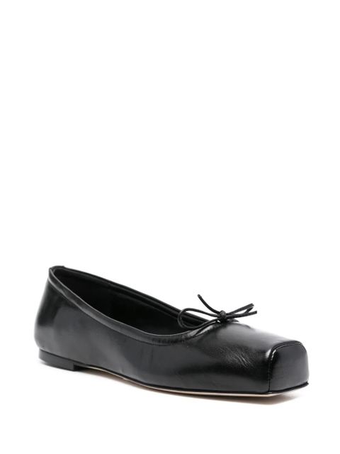 Aeyde square-toe leather ballerina shoes - Black