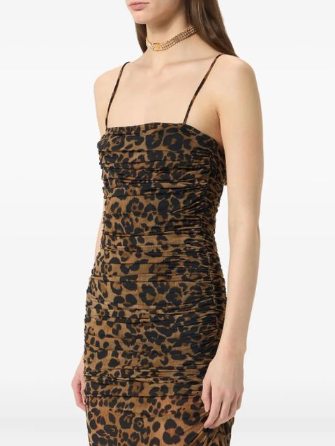 Blumarine leopard-print ruched gown - Brown