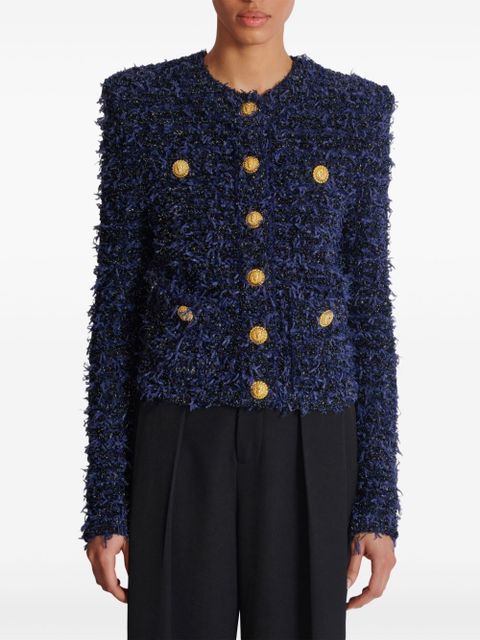 Balmain buttoned tweed jacket - Blue