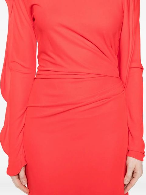 Victoria Beckham draped long-sleeve maxi dress - Red