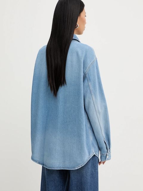 Marc O'Polo koszula damska kolor niebieski relaxed z kołnierzykiem klasycznym 5000007939 - zdjęcie produktu nr 2