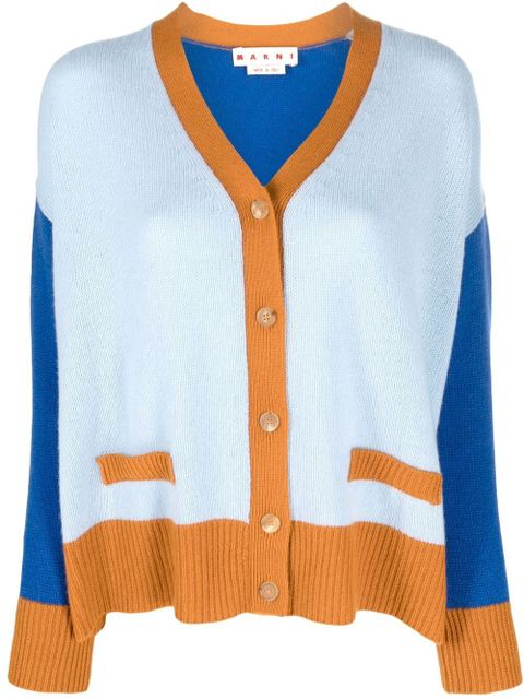 Marni contrasting-trim knit cardigan - Blue - zdjęcie produktu nr 1