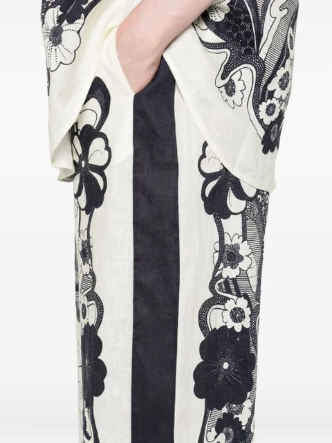 ALEMAIS floral-print linen trousers - Neutrals