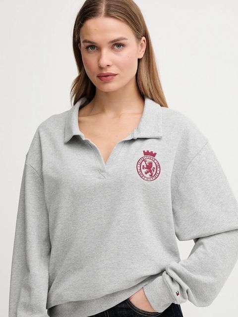 Tommy Hilfiger bluza damska kolor szary z aplikacją UW0UW06078