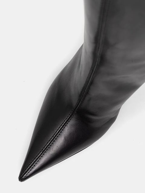 Le Silla kozaki skórzane Stivale Bella damskie kolor czarny na szpilce 4276C080BXPPGLO001