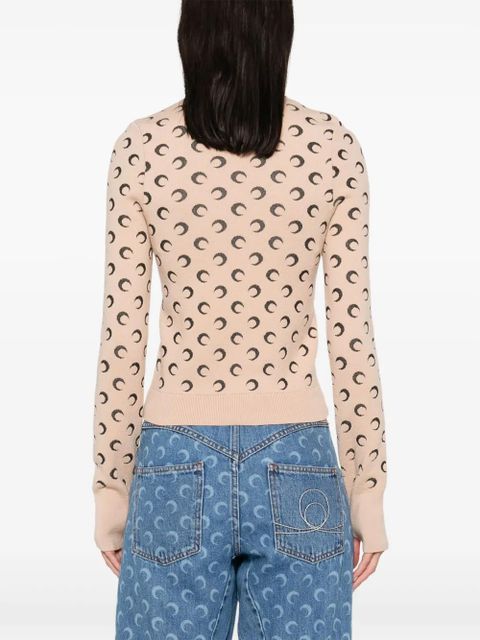 Marine Serre Crescent-Moon-jacquard jumper - Neutrals