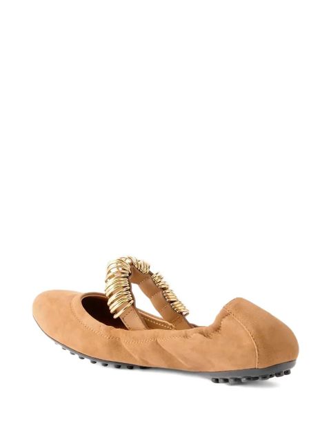 Tod's golden-ring detail suede ballet flats - Brown - zdjęcie produktu nr 2