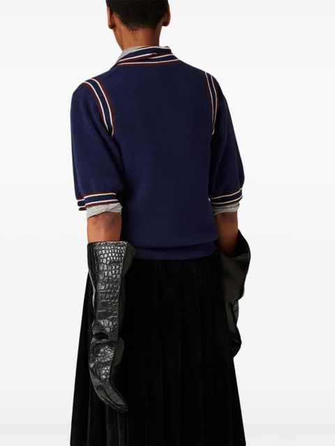 Miu Miu striped-trim knit vest - Blue