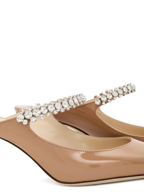 Jimmy Choo 65mm Bing crystal-embellished mules - Neutrals