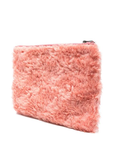 Miu Miu zip-top shearling clutch bag - Pink