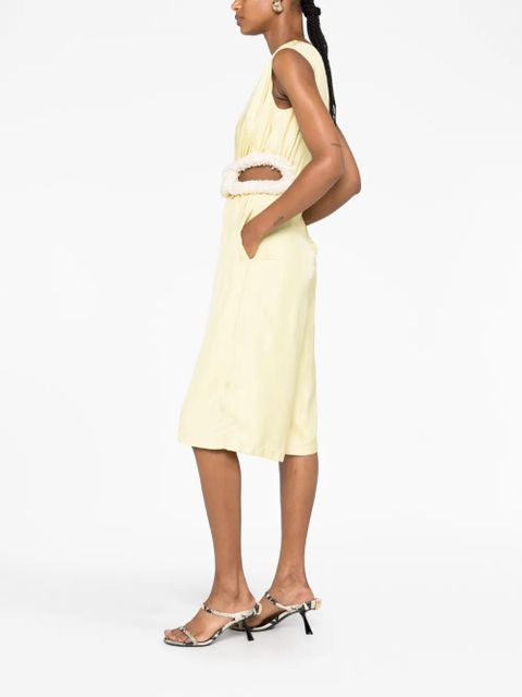 Jil Sander cut-out belted satin jumpsuit - Yellow