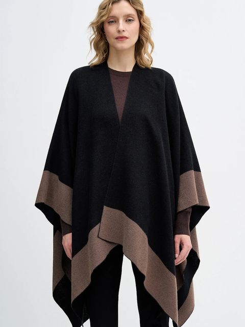 Sisley poncho damski kolor czarny lekki 6X7PWU027 - zdjęcie produktu nr 1