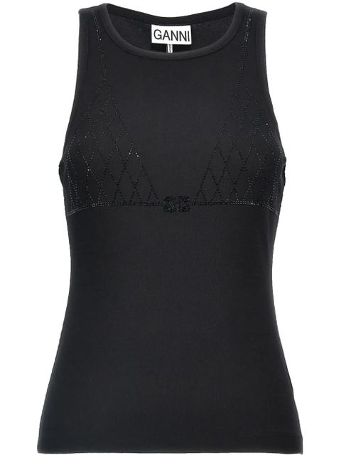 GANNI Rhinestone tank top - Black - zdjęcie produktu nr 1