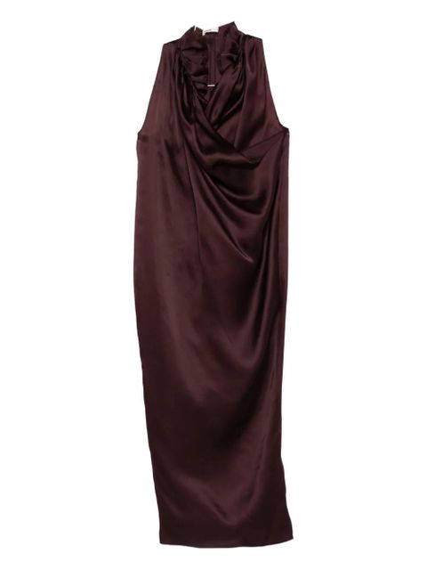KHAITE draped-details cowl-neck maxi dress - Brown