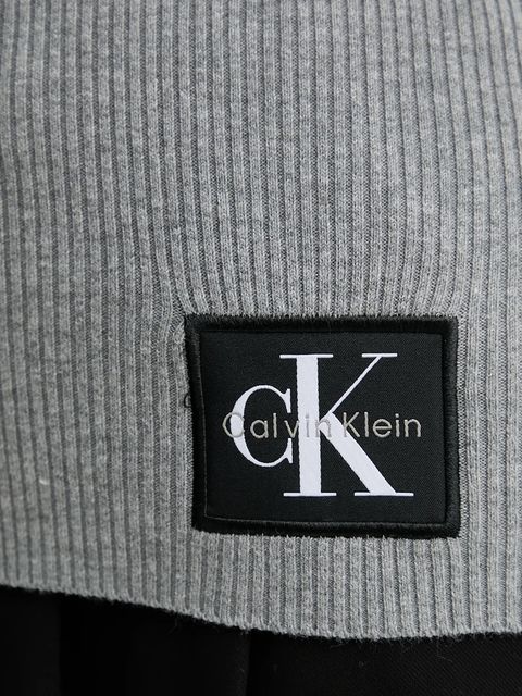 Calvin Klein Jeans sweter damski kolor szary lekki z golfem LV047D350G