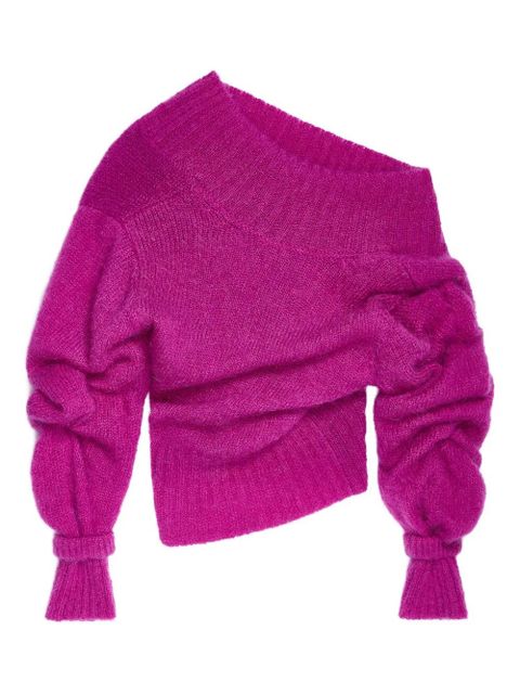 DRIES VAN NOTEN asymmetric-neck long-sleeve sweater - Pink - zdjęcie produktu nr 1