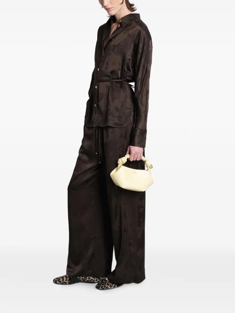 GANNI jacquard-pattern belted shirt - Brown