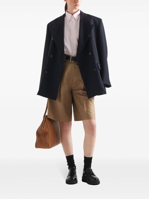 Prada logo-embroidered cotton shirt - Pink