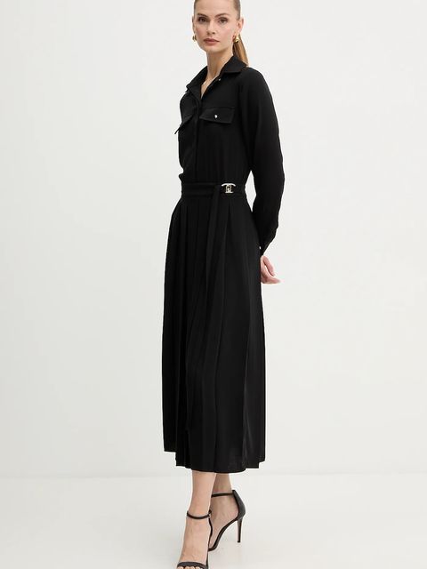 Liu Jo sukienka kolor czarny midi rozkloszowana MF5145 T4241