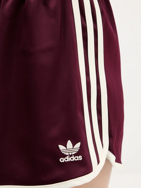 adidas Originals szorty 3-Stripes damskie kolor bordowy gładkie high waist KA7738