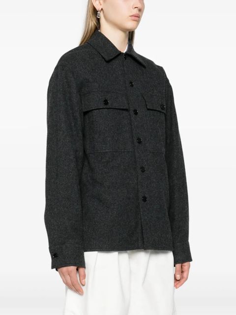 Jil Sander + mélange flannel overshirt - Grey