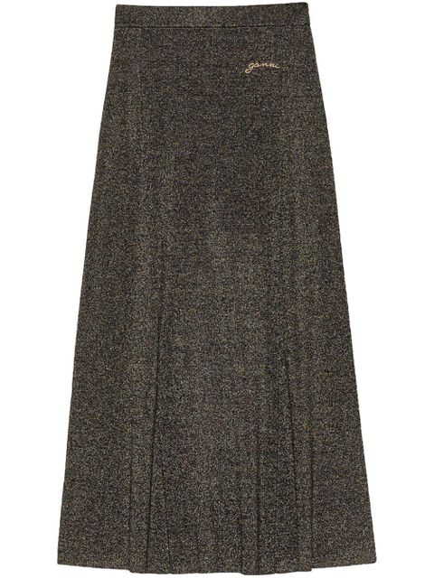 GANNI logo-embroidered maxi skirt - Grey - zdjęcie produktu nr 1